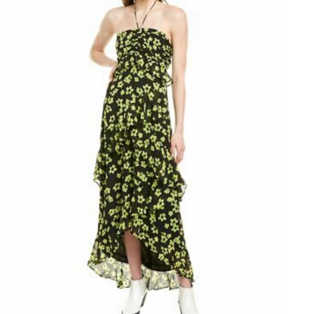 WORN ONCE WAYF Summer Neon Floral Maxi Midi Dress size medium